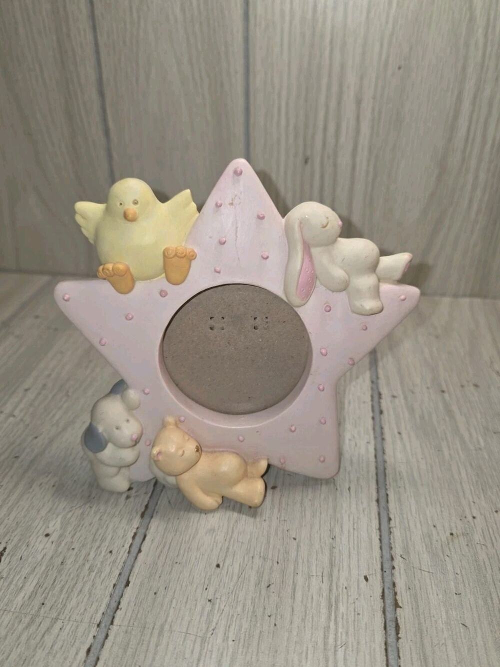 Vtg Russ Berrie Star Shape 3D Picture Frame Bird Bunny Dog Teddy Bear Baby Photo